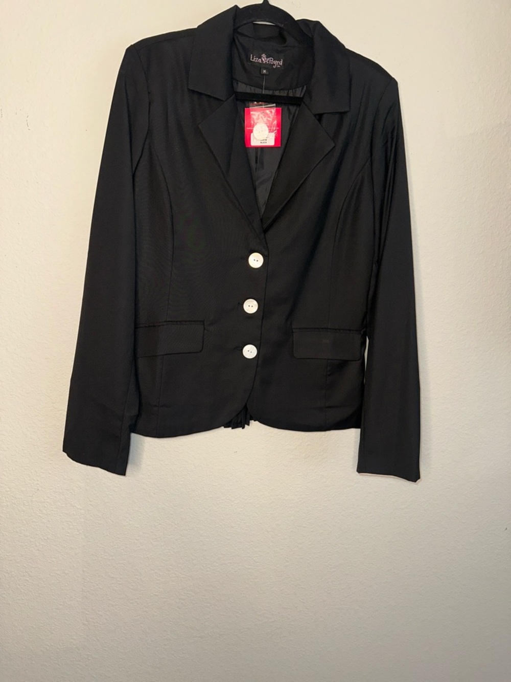 Liza Byrd Black‎ Women's Blazer with White Buttons